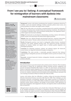 From I see you to I belong : a conceptual framework for reintegration of learners with dyslexia into mainstream classrooms