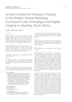 Is there a need for analogue imaging in the modern dental radiology curriculum? use of analogue and digital imaging in Gauteng, South Africa