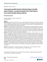 Convergent parallel mixed-methods design in health policy analysis : a worked example from South Africa’s non-communicable disease policies