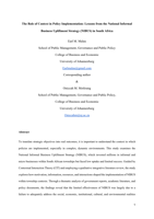 The role of context in policy implementation : lessons from the national informal business upliftment strategy (NIBUS) in South Africa