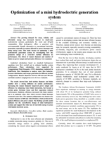 Optimization of a mini hydroelectric generation system