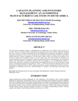 Capacity planning and inventory management : an automative manufacturer's case study in South Africa