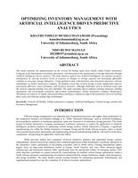 Optimizing inventory management with artificial intelligence driven predictive analytics