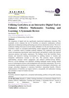Utilizing geogebra as an interactive digital tool to enhance effective mathematics teaching and learning: A systematic review