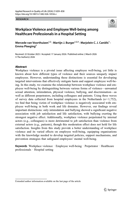  Workplace violence and employee well-being among healthcare professionals in a hospital setting