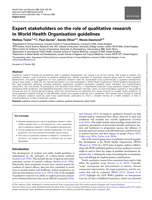 Expert stakeholders on the role of qualitative research in World Health Organisation guidelines