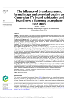 The influence of brand awareness, brand image and perceived quality on Generation Y's brand satisfaction and brand love: a Samsung smartphone case study