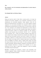 Host community’s role in the introduction and implementation of systemic change by mining companies