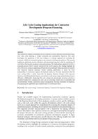   Life cycle costing implications for contractor development program financing