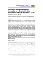 Revitalising indigenous housing knowledge for a sustainable built environment : a South African case study