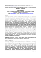 Driving teacher satisfaction: The strategic role of grade heads in special schools