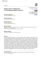 Public policy implications of entrepreneurship research