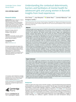 Understanding the contextual determinants, barriers and facilitators of mental health for adolescent girls and young women in Burundi: Insights from lived experiences