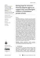 Raising hope for inclusion: Parental adaptive agency to support their neurodivergent children in Zimbabwean private schools