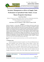 Inventory management as a driver of supply chain performance in agricultural value chains : a lean theory perspective from Kenya
