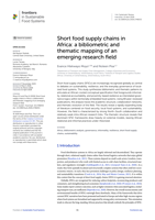 Short food supply chains in Africa : a bibliometric and thematic mapping of an emerging research field