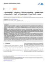 Radiographers' paediatric CT radiation dose consideration : a quantitative study at hospitals in urban South Africa