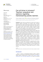 Can all thrive in inclusion? Teachers' prejudices and opinions regarding mainstreaming autistic learners