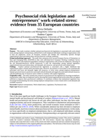Psychosocial risk legislation and entrepreneurs' work-related stress : evidence from 35 European countries