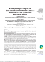 Enterprising strategies for sustainable development goals : a bibliometric and systematic literature review