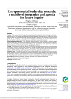 Entrepreneurial leadership research : a multilevel integration and agenda for future inquiry