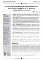 Sustaining women’s executive leadership tenure in South Africa’s private sector : a relational sustainability framework