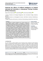 Exploring the effects of artificial intelligence on student learning and instruction in educational training providers (ETPS) in Botswana