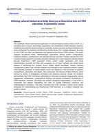 Utilizing cultural-historical activity theory as a theoretical lens in STEM education: A systematic review