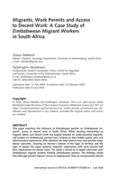Migrants, work permits and access to decent work: A case study of Zimbabwean migrant workers in South Africa