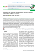 Geopolitical risk, renewable energy transition and policy response: Evidence from the BRICS economies