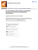 Do LED budgets matter? Efficiency and welfare outcomes in South African Metropolitan Municipalities