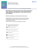 Steering into male territory: How male taxi drivers view women's participation in the South African taxi industry