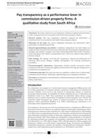 Pay transparency as a performance lever in commission-driven property firms: A qualitative study from South Africa