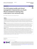 The 2023 patient profile and clinical management characteristics at a South African chiropractic training clinic: A descriptive cross-sectional study