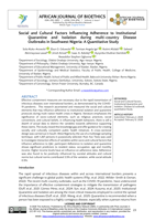  Social and cultural factors influencing adherence to institutional quarantine and isolation during multi-country disease outbreaks in Southwest Nigeria: A quantitative study