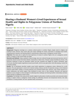 Sharing a husband: Women's lived experiences of sexual health and rights in polygynous unions of Northern Nigeria