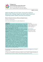 Addressing risky sexual conduct among out-of-school adolescents in Ibadan, Nigeria: An intervention framework targeting fatalistic beliefs and early sexual debut