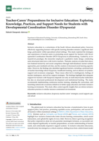 Teacher-carers' preparedness for inclusive education: Exploring knowledge, practices, and support needs for students with developmental coordination disorder (Dyspraxia)
