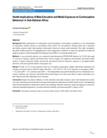 Health implications of male education and media exposure on contraceptive behaviour in Sub-Saharan Africa