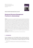 Restaurant revenue management practices in Johannesburg