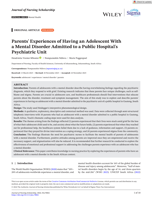 Parents' experiences of having an adolescent with a mental disorder admitted to a public hospital's psychiatric unit