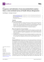 Frequency and indication of non-musculoskeletal examinations: a cross-sectional survey of South African chiropractors