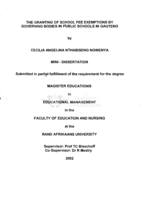 The granting of school fee exemptions by governing bodies in public schools in Gauteng