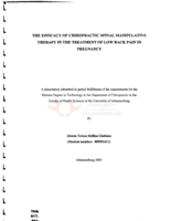 The efficacy of chiropractic spinal manipulative therapy in the treatment of low back pain in pregnancy