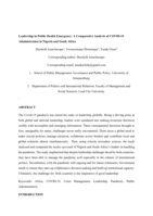 Leadership in Public Health Emergency: A Comparative Analysis of COVID-19 Administration in Nigeria and South Africa