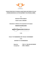 Characterization of QwaQwa sandstones and design of solar powered microwave cutter equipment for artisanal mining