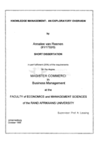 Knowledge management : an exploratory overview