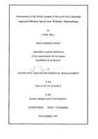 Assessment of the biotic hazard of the acid mine drainage impacted Blesbok Spruit near Witbank, Mpumalanga