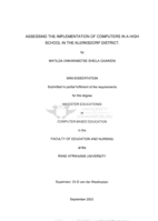 Assessing the implementation of computers in a high school in the Klerksdorp district