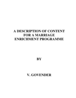 A description of content for a marriage enrichment programme